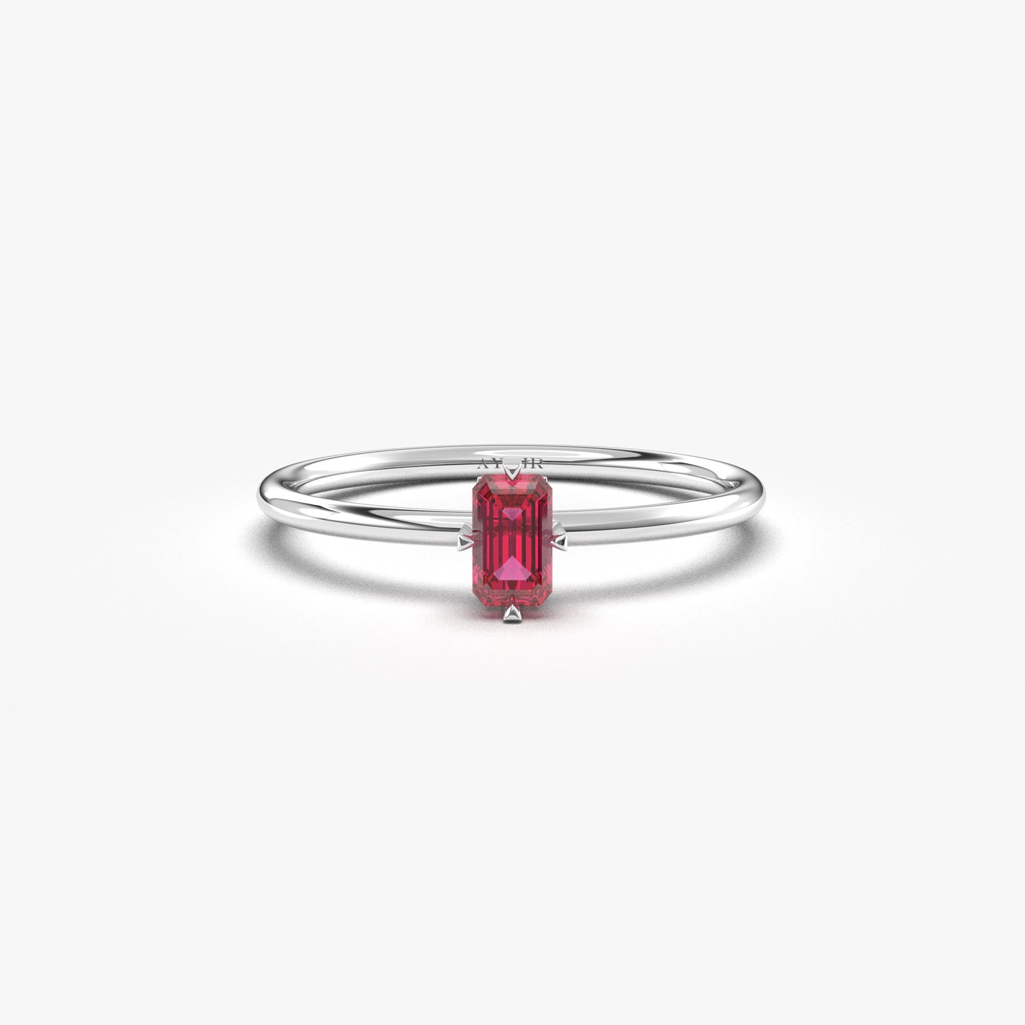 14K Gold Minimalist Baguette Cut Ruby Ring - 2S57RBY