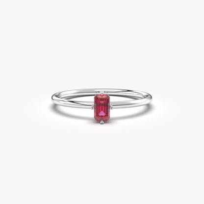 14K Gold Minimalist Baguette Cut Ruby Ring - 2S57RBY