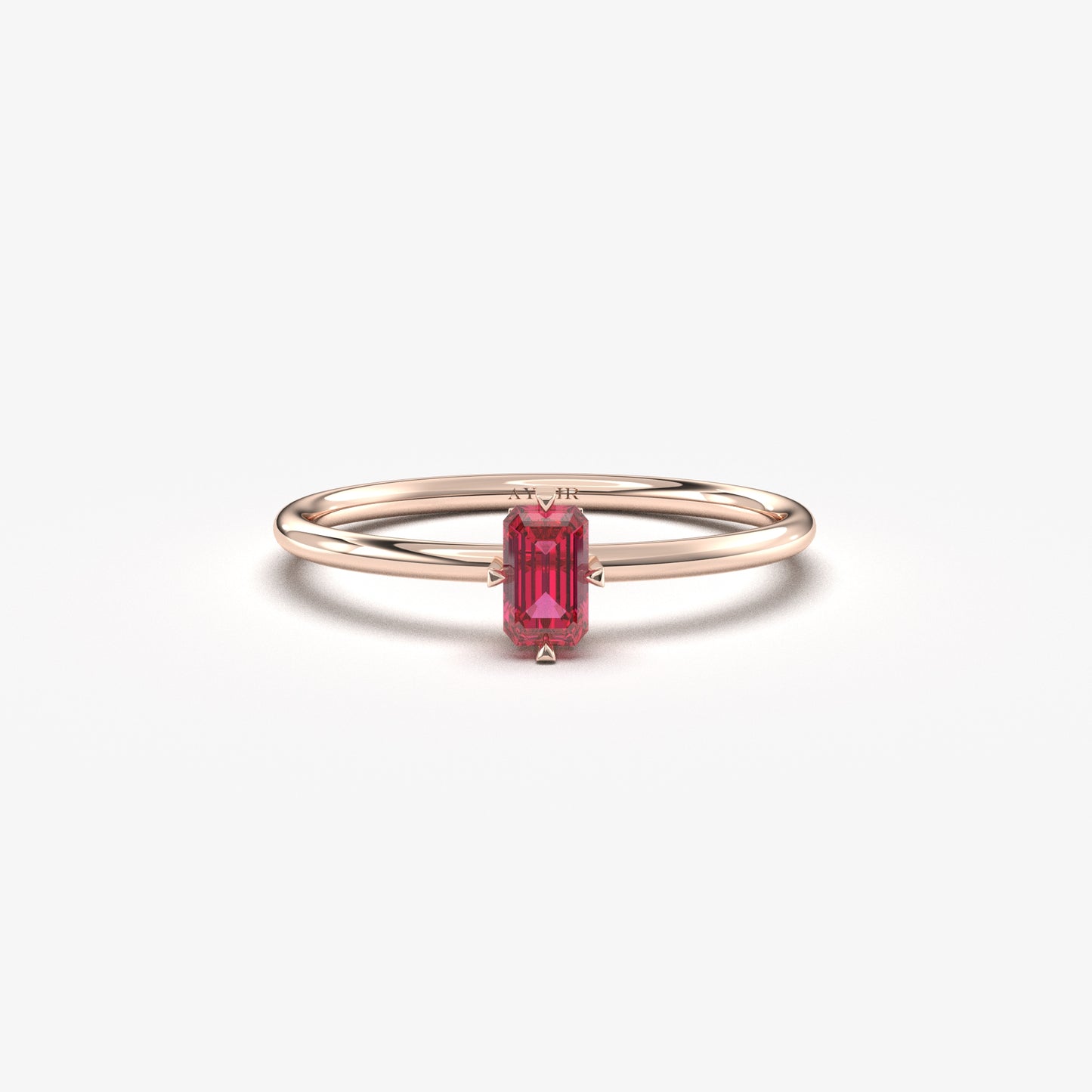 14K Gold Minimalist Baguette Cut Ruby Ring - 2S57RBY