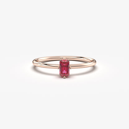 14K Gold Minimalist Baguette Cut Ruby Ring - 2S57RBY