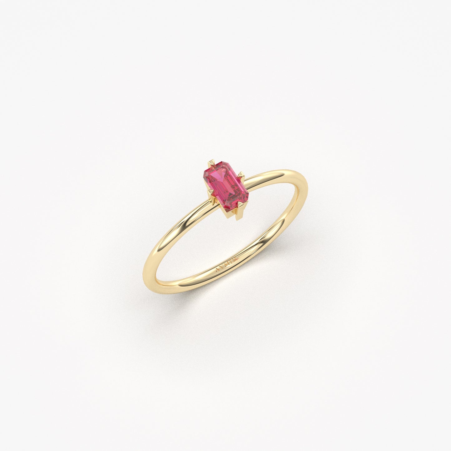 14K Gold Minimalist Baguette Cut Ruby Ring - 2S57RBY