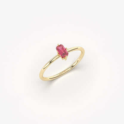 14K Gold Minimalist Baguette Cut Ruby Ring - 2S57RBY