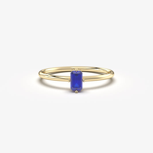 18K Gold Unique Baguette Sapphire Ring - 2S57SAP