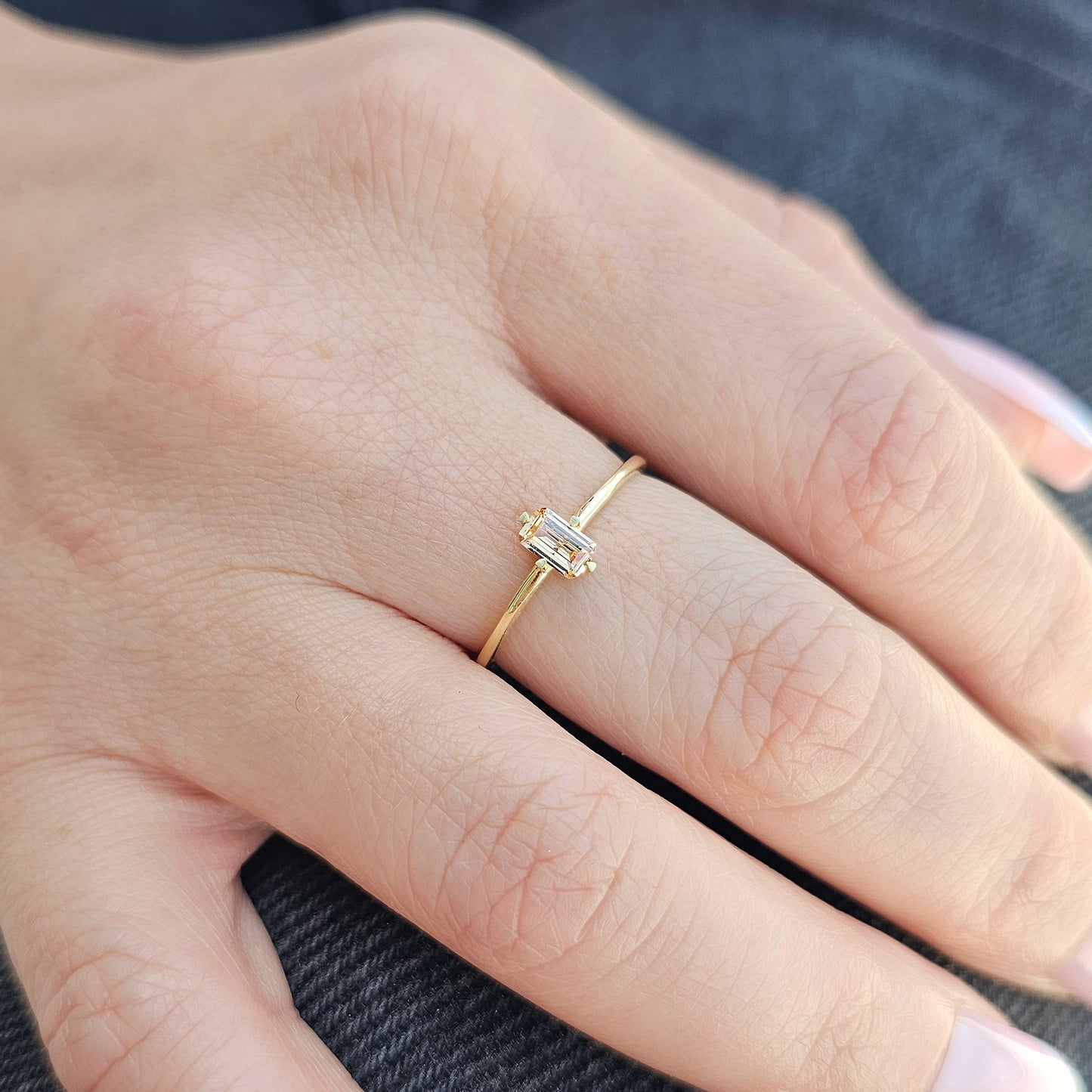 18K Gold Unique Champagne Baguette Ring - 2S57CHAMP