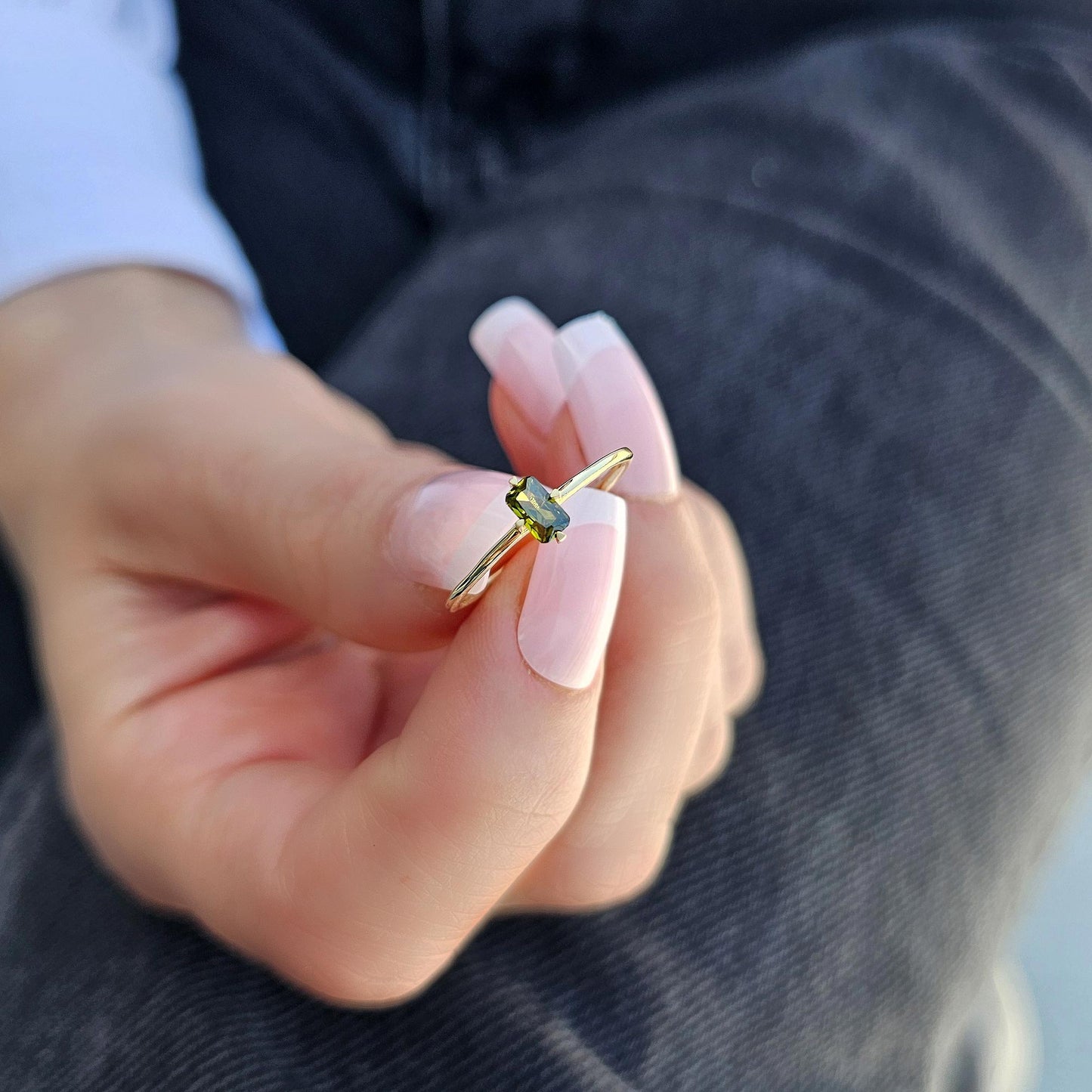 18K Gold Baguette Peridot Ring - 2S57PER