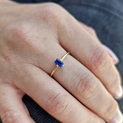 14K Gold Unique Baguette Sapphire Ring - 2S57SAP