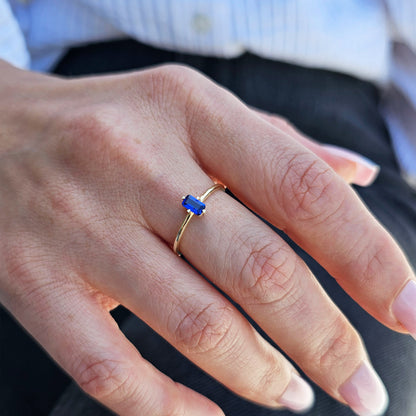 14K Gold Unique Baguette Sapphire Ring - 2S57SAP