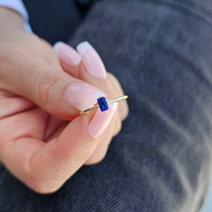 14K Gold Unique Baguette Sapphire Ring - 2S57SAP