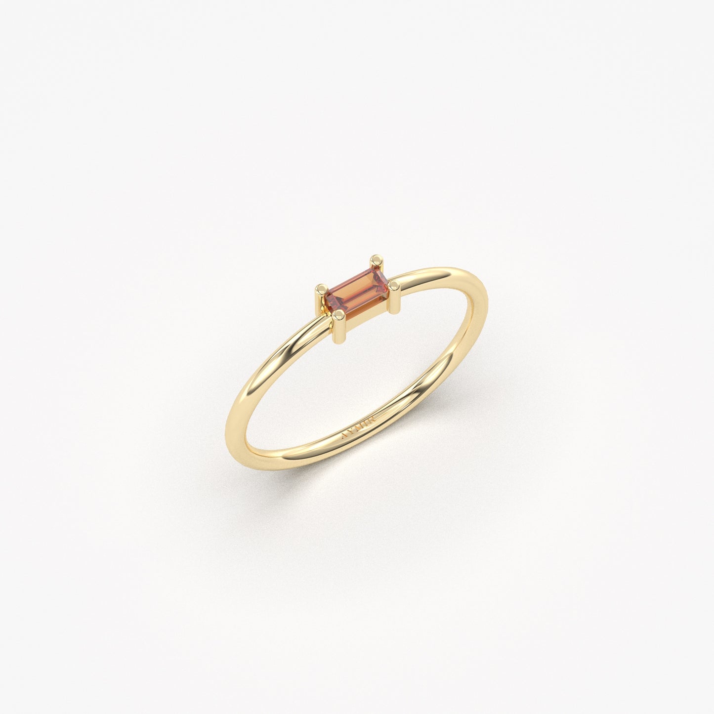 10K Gold Baguette Garnet Minimalist Ring - 2S58GAR
