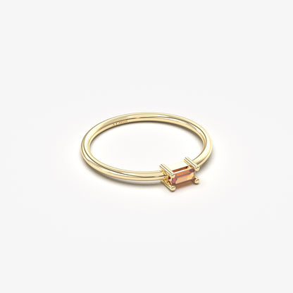 10K Gold Baguette Garnet Minimalist Ring - 2S58GAR
