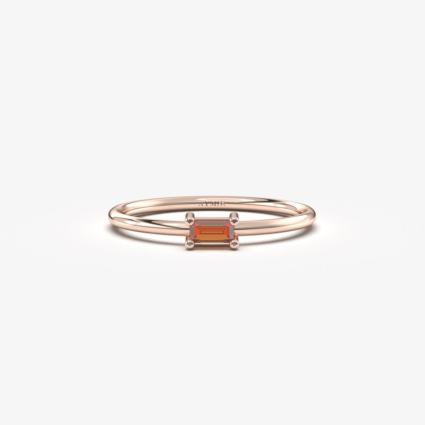 10K Gold Baguette Garnet Minimalist Ring - 2S58GAR
