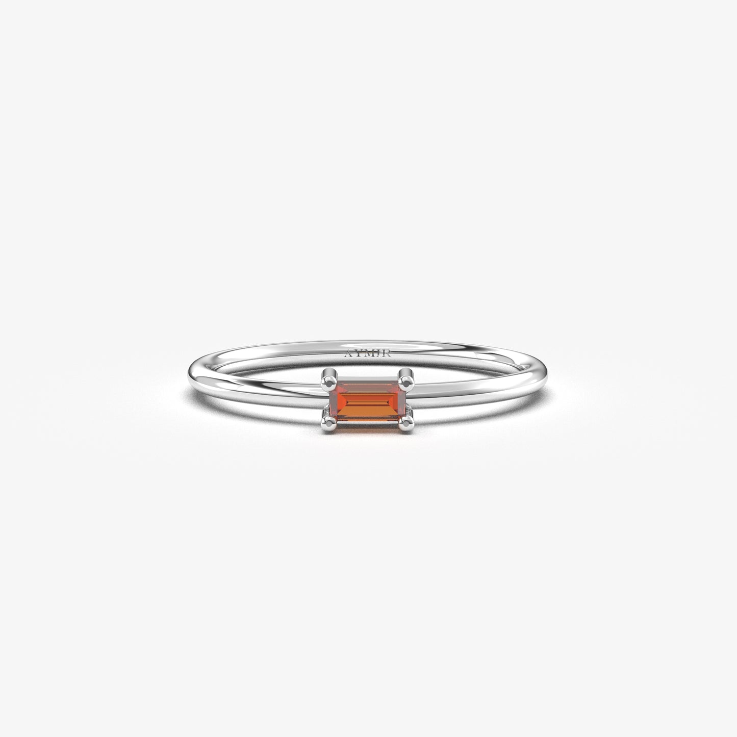 10K Gold Baguette Garnet Minimalist Ring - 2S58GAR