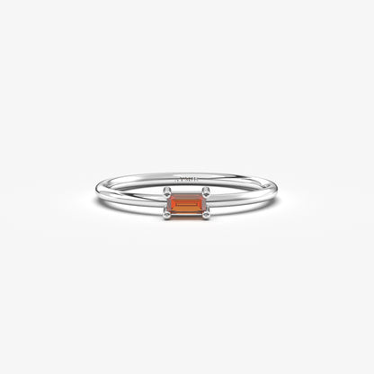 10K Gold Baguette Garnet Minimalist Ring - 2S58GAR
