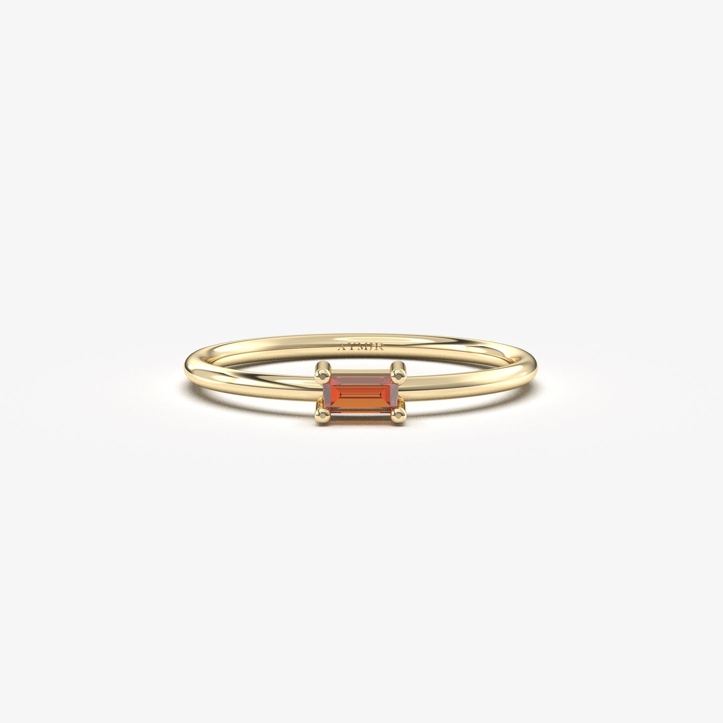 10K Gold Baguette Garnet Minimalist Ring - 2S58GAR