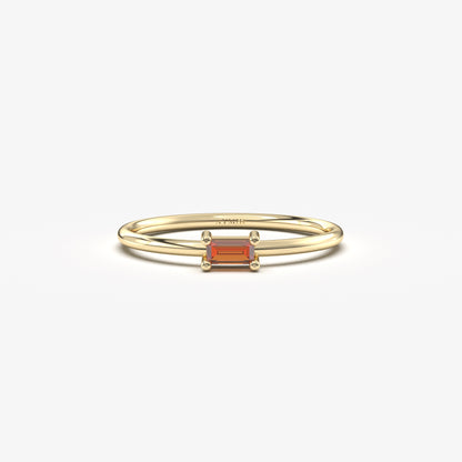 10K Gold Baguette Garnet Minimalist Ring - 2S58GAR