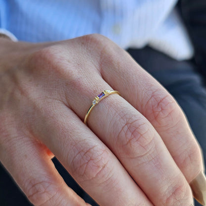 18K Gold Baguette and Cz Ring - 2S6AME