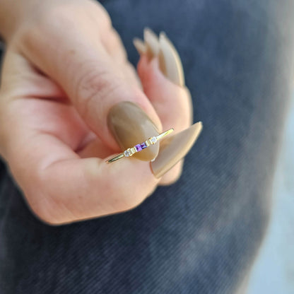 18K Gold Baguette and Cz Ring - 2S6AME