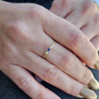 10K Gold Baguette Cut Sapphire and Diamond Ring - 2S6SAP