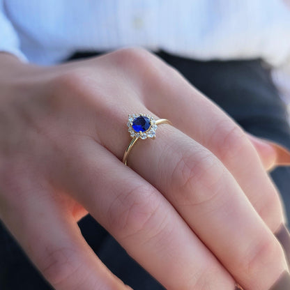 10K Gold Sapphire Halo Cz Ring  - 8S62SAP