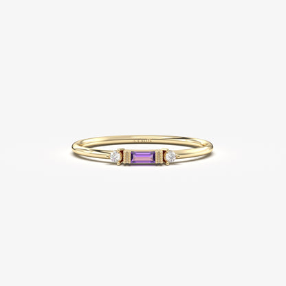 18K Gold Baguette and Cz Ring - 2S6AME