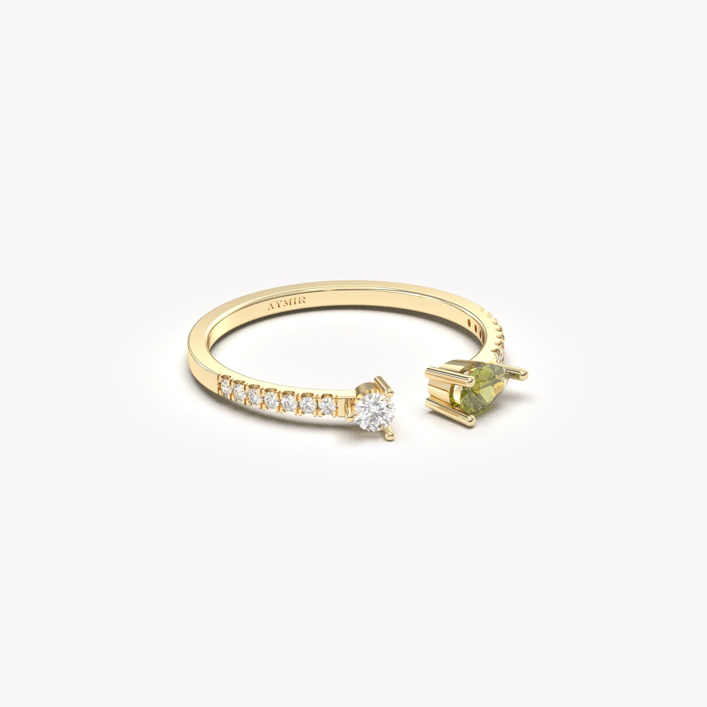 10K Gold Pear Peridot and Cz Open Ring - 2S74PER