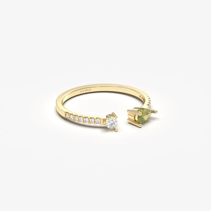 10K Gold Pear Peridot and Cz Open Ring - 2S74PER