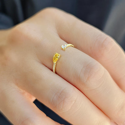 18K Gold Pear and Cz Ring - 2S74CIT