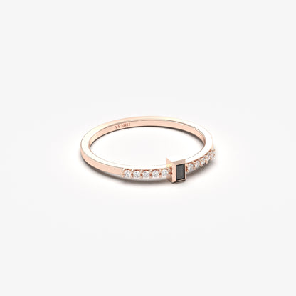 10K Gold Minimalist Baguette Black Onyx and Cz Ring - 2S80BLK