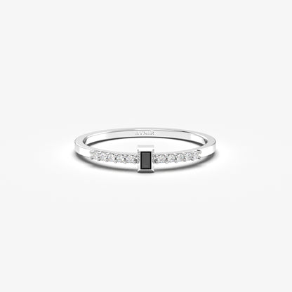 10K Gold Minimalist Baguette Black Onyx and Cz Ring - 2S80BLK