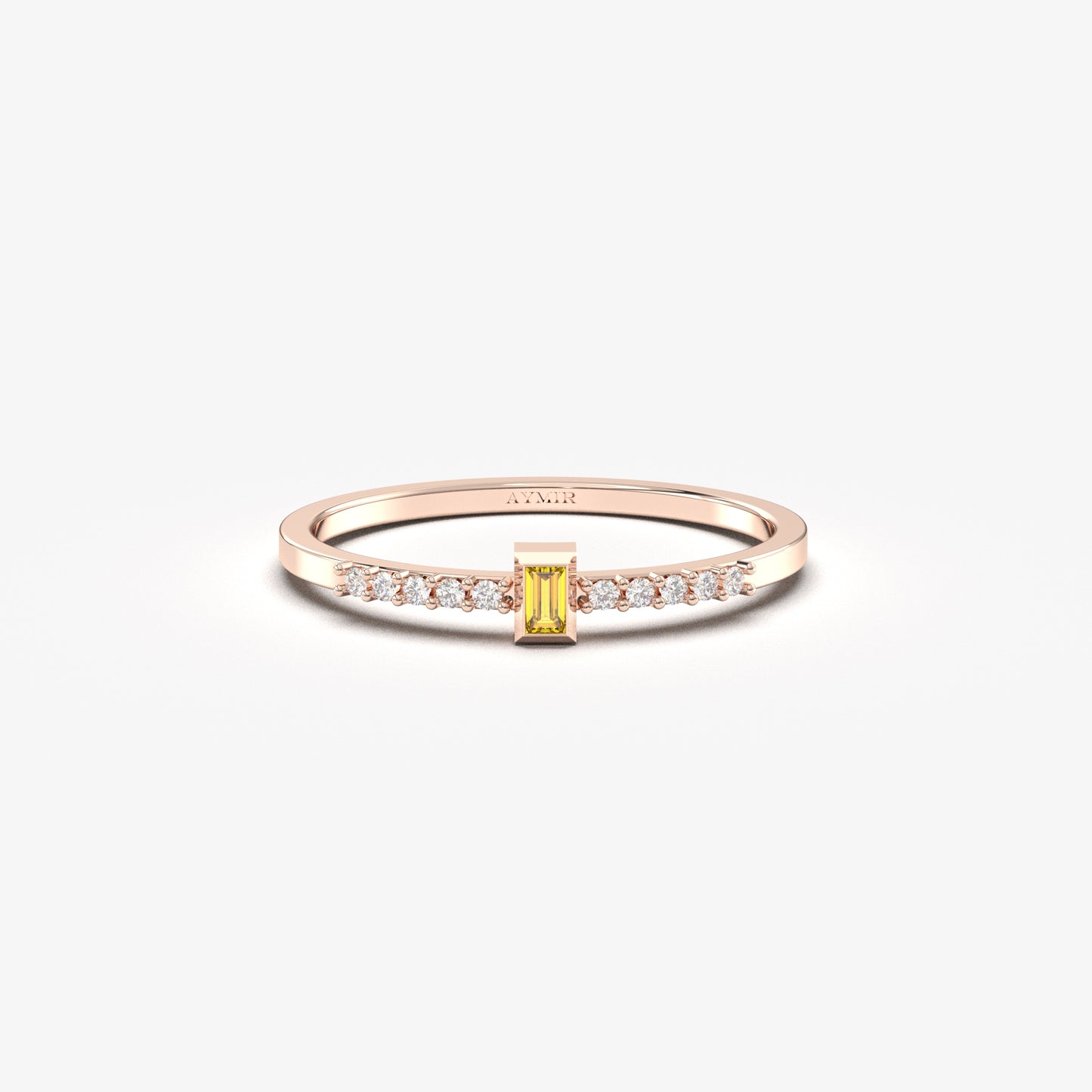 10K Gold Baguette Citrine and Cz Ring - 2S80CIT
