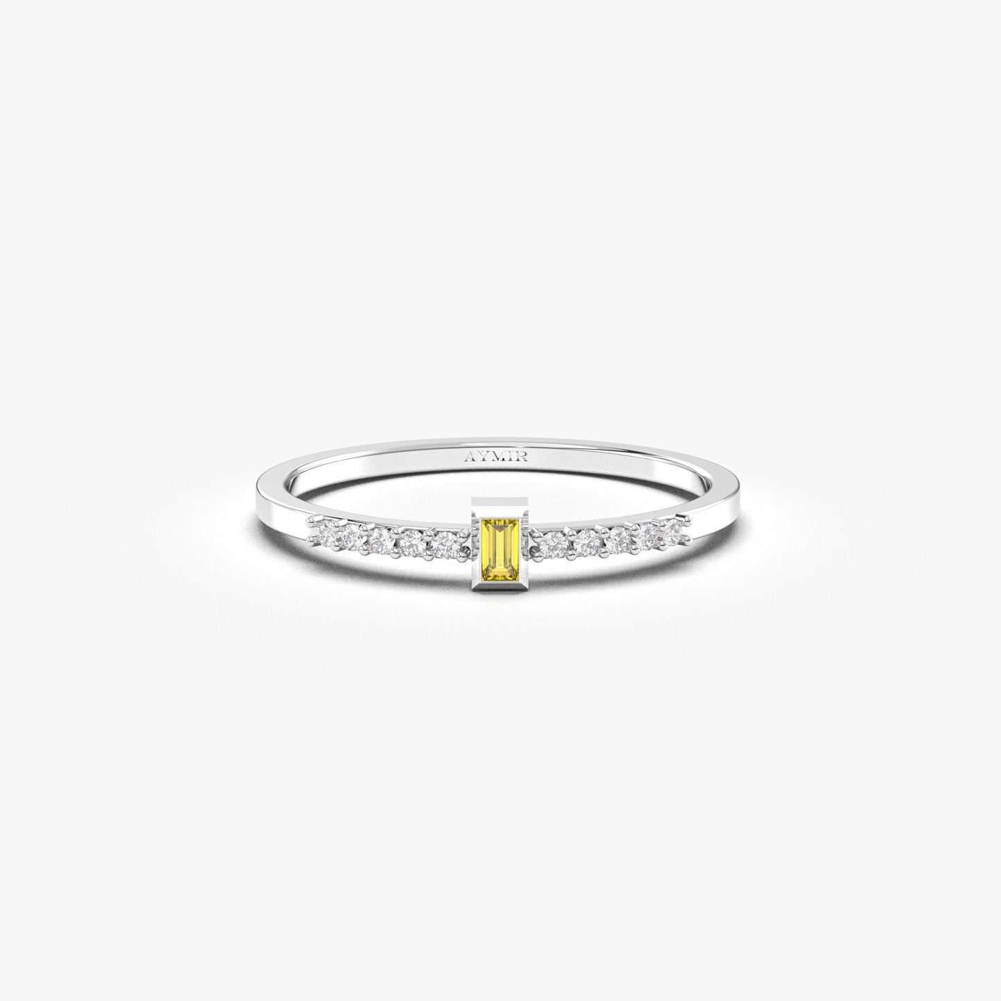 10K Gold Baguette Citrine and Cz Ring - 2S80CIT