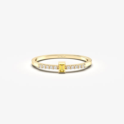 10K Gold Baguette Citrine and Cz Ring - 2S80CIT