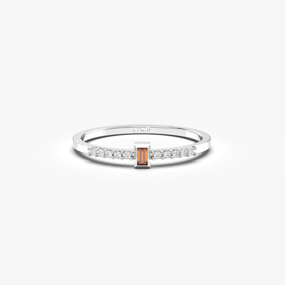 10K Gold Minimalist Baguette Garnet and Cz Ring - 2S80GAR