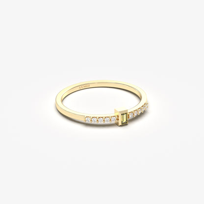 10K Gold Dainty Baguette Peridot and Cz Ring - 2S80PER