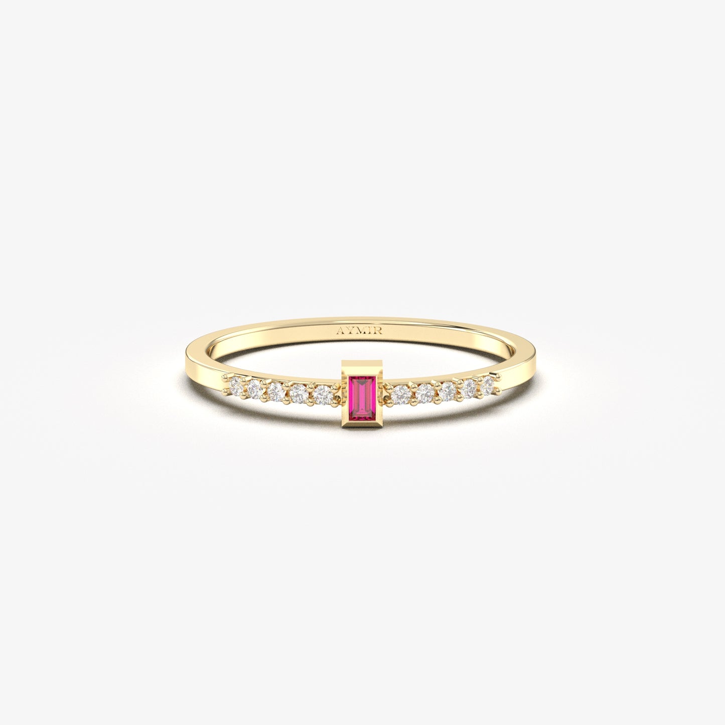 14K Gold Unique Baguette Ruby and Diamond Ring - 2S80RBY