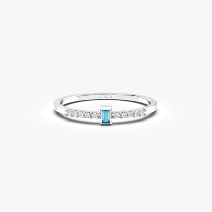 10K Gold Minimalist Sky Blue Baguette and Cz Ring - 2S80SKY