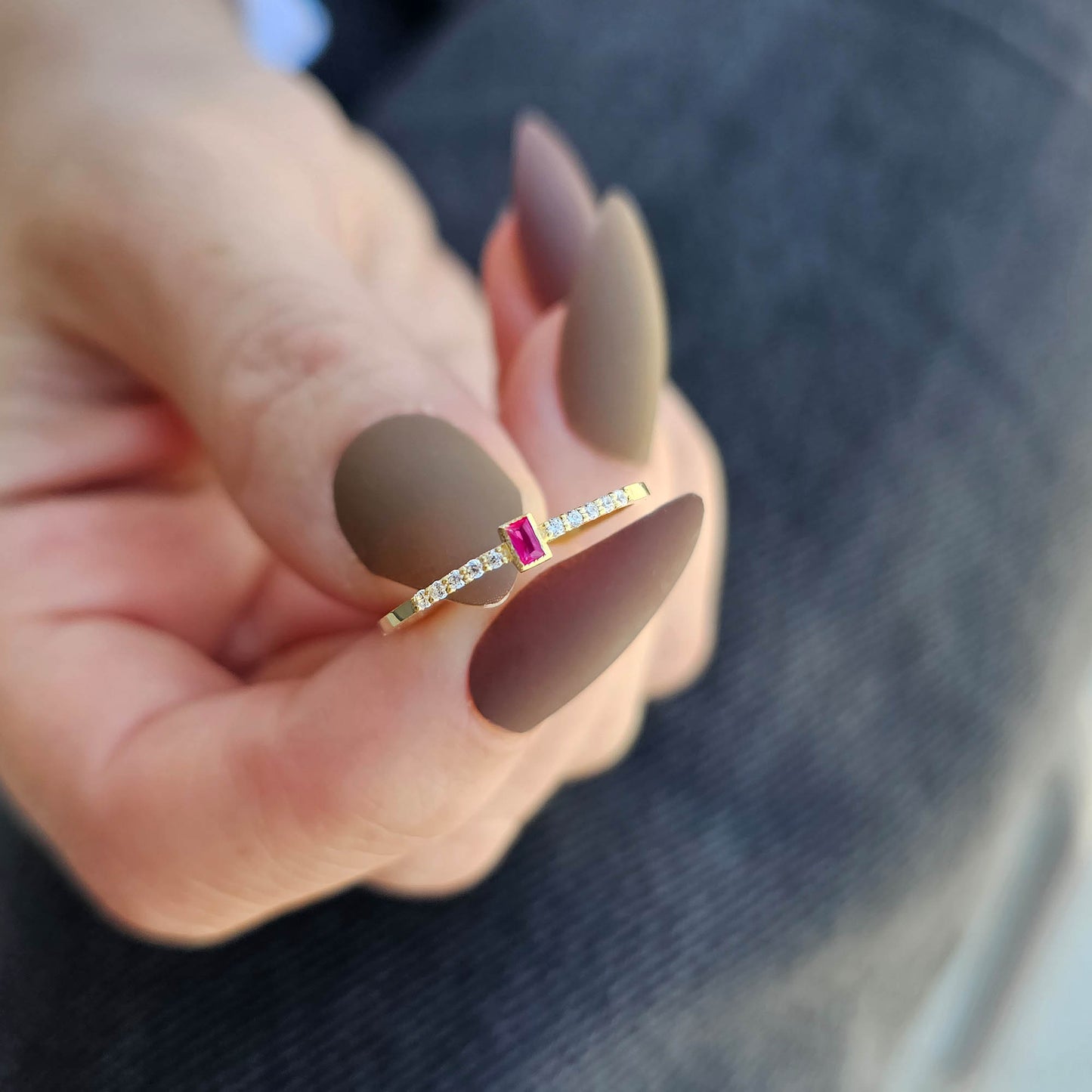 14K Gold Unique Baguette Ruby and Diamond Ring - 2S80RBY