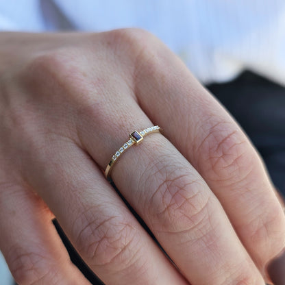 10K Gold Minimalist Baguette Garnet and Cz Ring - 2S80GAR