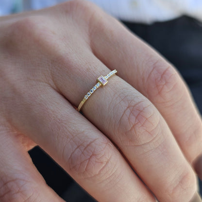 10K Solid Gold Baguette Pink and Diamond Ring - 2S80PNK