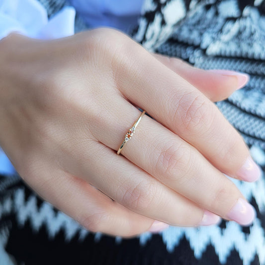14K Gold Dainty Oval Champagne and Diamond Ring - 2S84CHAMP