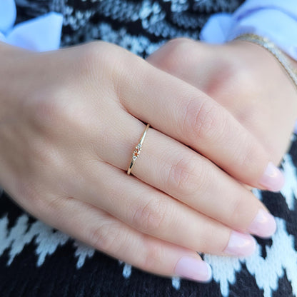 10K Gold Dainty Oval Champagne and Cz Ring - 2S84CHAMP