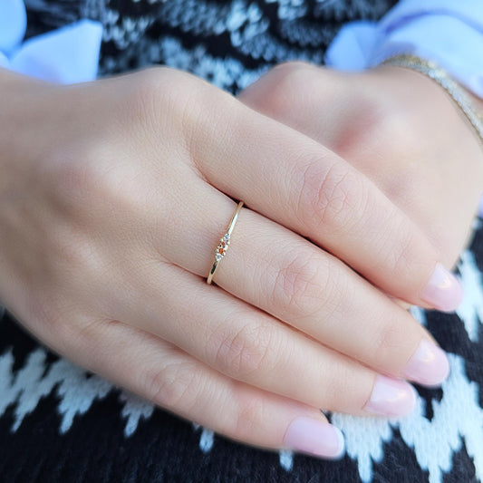 10K Gold Dainty Oval Champagne and Cz Ring - 2S84CHAMP