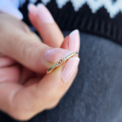 10K Gold Dainty Oval Champagne and Cz Ring - 2S84CHAMP