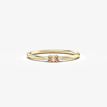 10K Gold Dainty Oval Champagne and Cz Ring - 2S84CHAMP