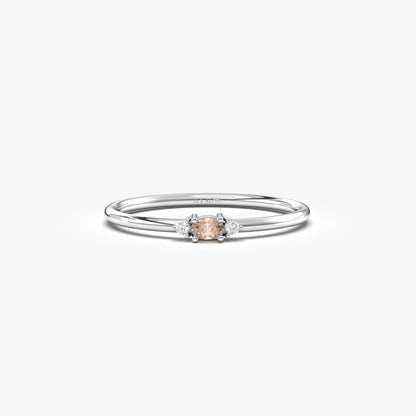 10K Gold Dainty Oval Champagne and Cz Ring - 2S84CHAMP