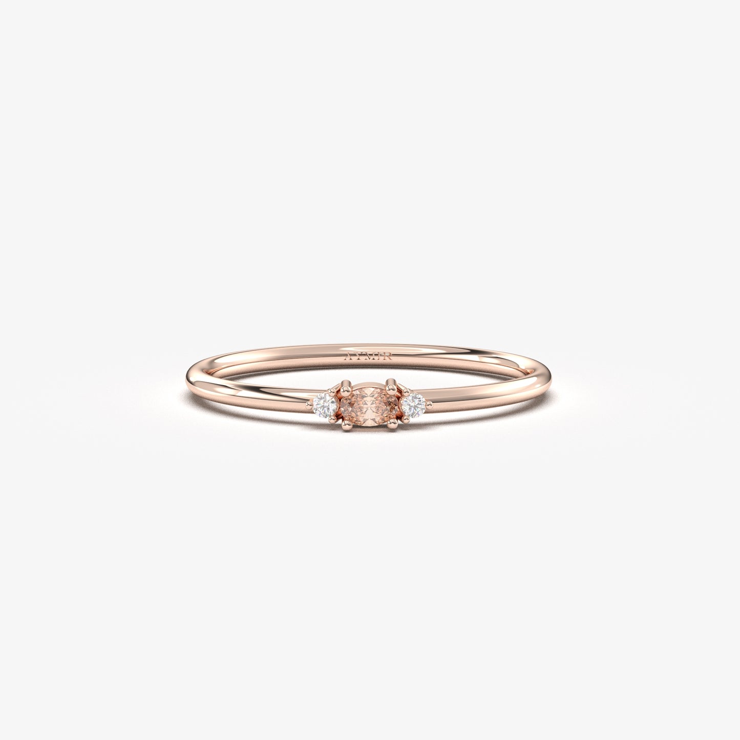 10K Gold Dainty Oval Champagne and Cz Ring - 2S84CHAMP