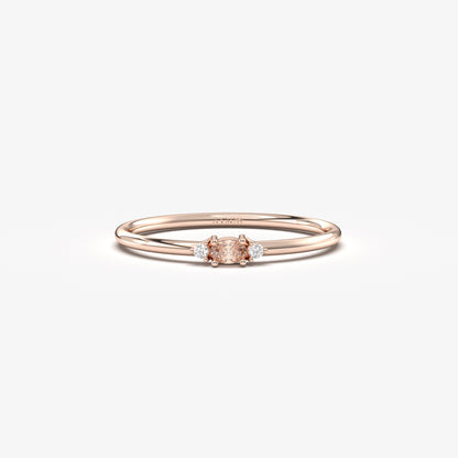 10K Gold Dainty Oval Champagne and Cz Ring - 2S84CHAMP