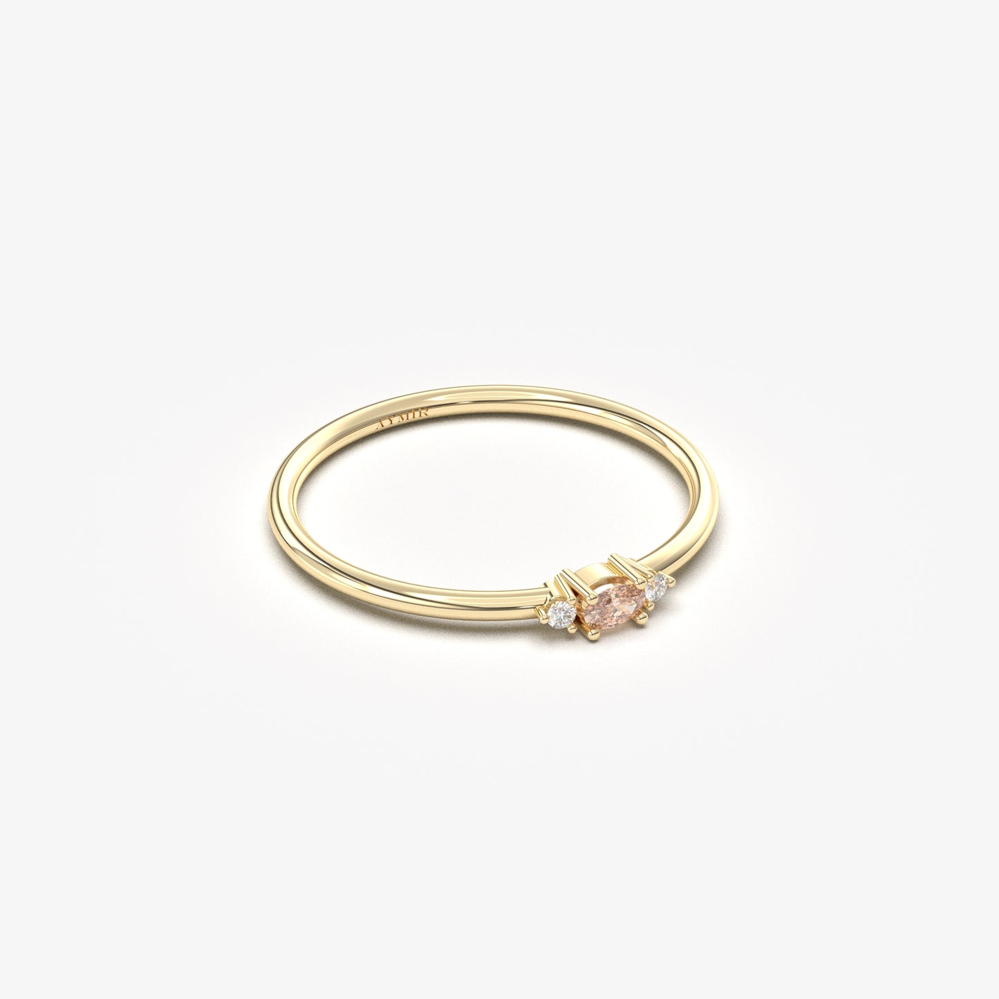 10K Gold Dainty Oval Champagne and Cz Ring - 2S84CHAMP
