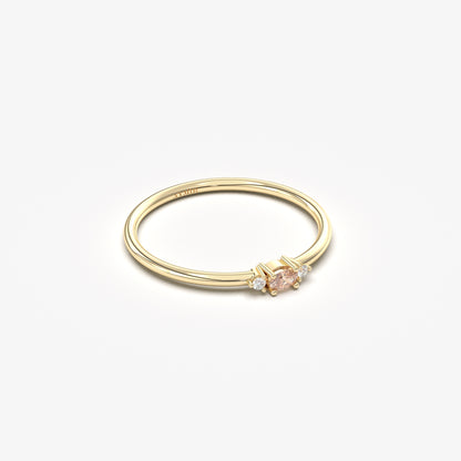 10K Gold Dainty Oval Champagne and Cz Ring - 2S84CHAMP