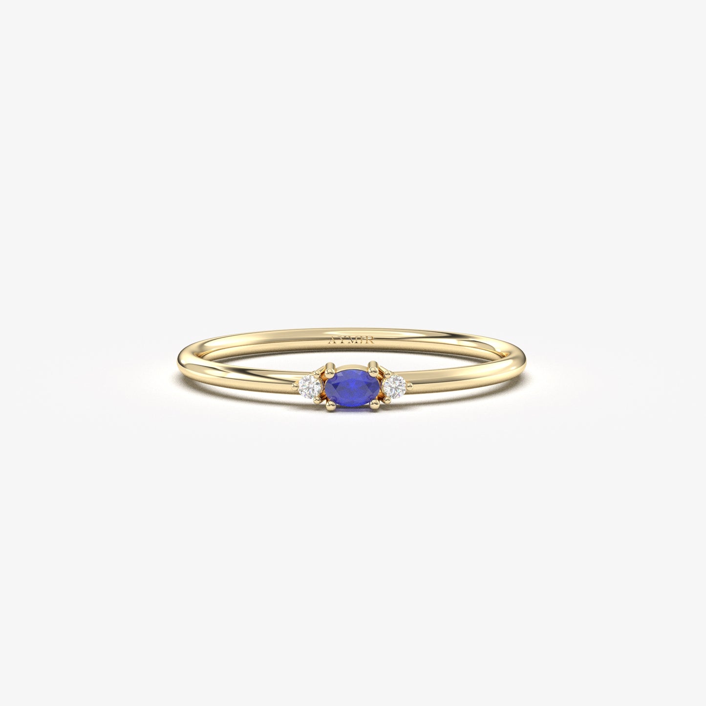 10K Gold Thin Oval Sapphire and Diamond Ring - 2S84SAP